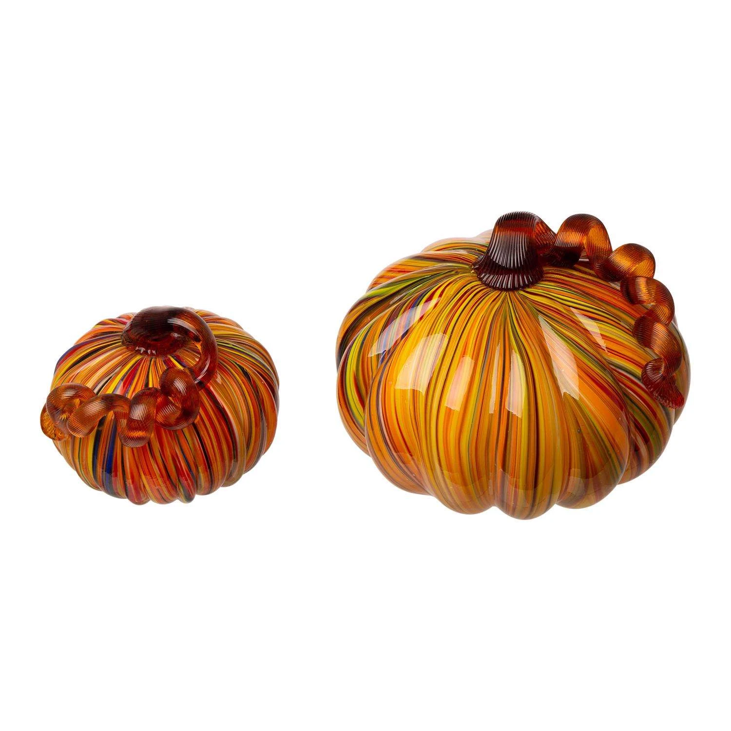 Glitzhome Striped Pumpkin Harvest Decor