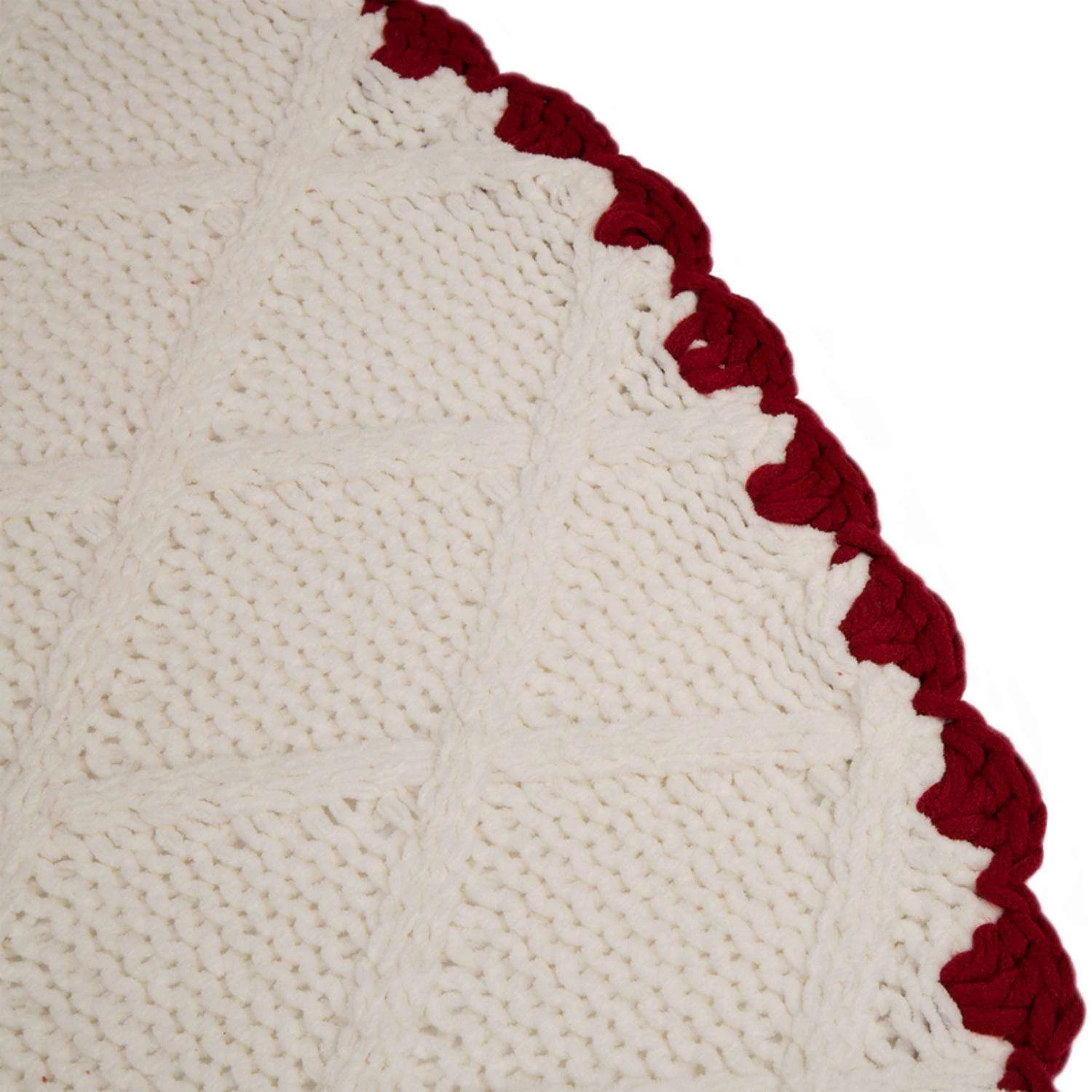 Glitzhome Red/White Knitted Christmas Tree Skirt 0.36 In. - Image 2