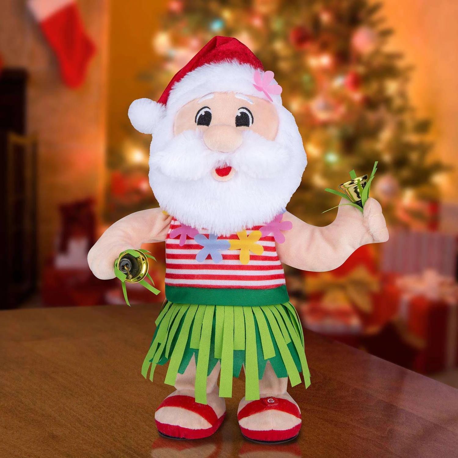 Gemmy Multicolored Hula Dancing Tropical Santa Animated Decor 14.17 In. - Image 2