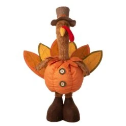 Glitzhome 37.4 In. Standing Turkey Pathway Decor