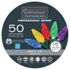 Celebrations Platinum LED C6 Multicolored 50 Ct String Christmas Lights 24.5 Ft.