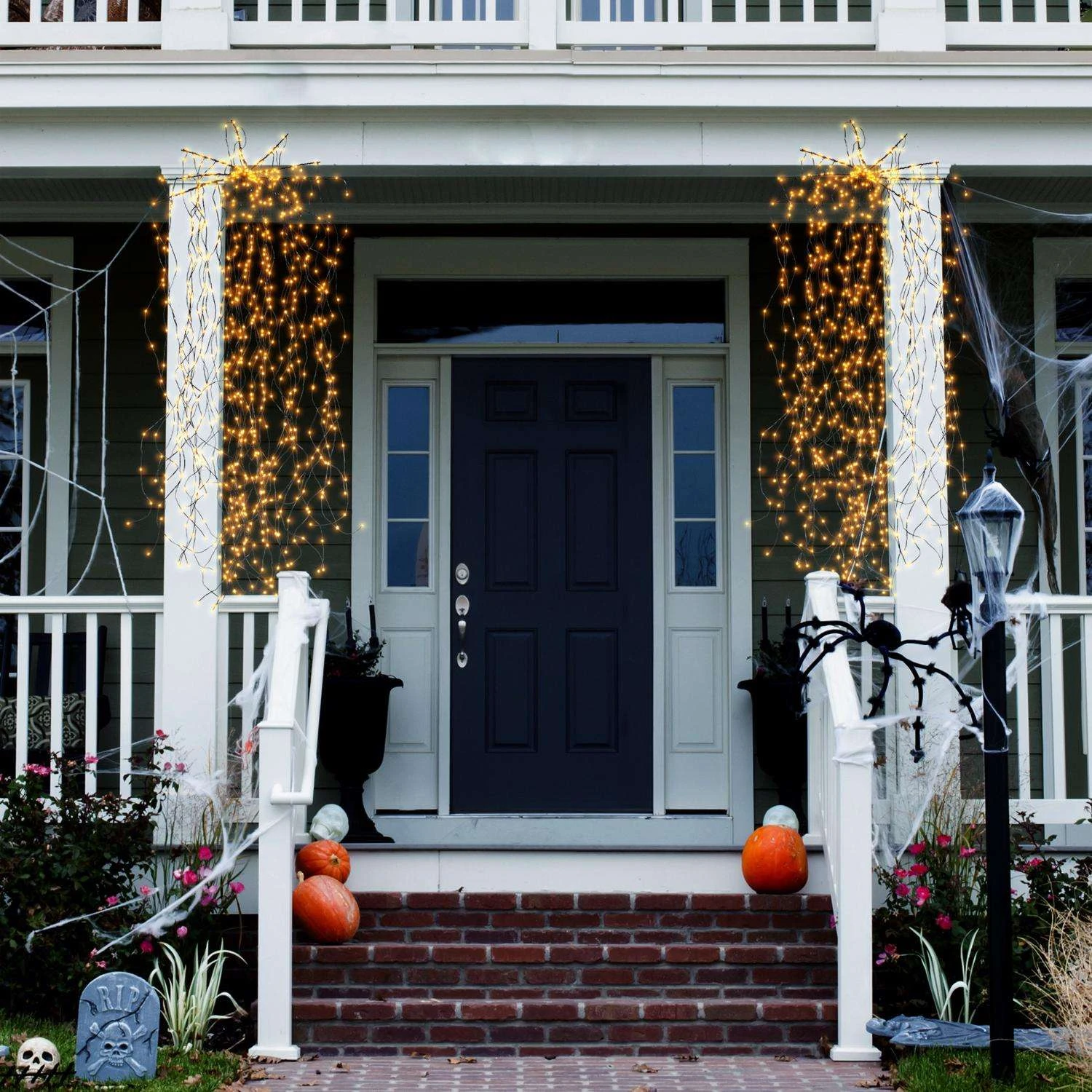 Celebrations Orange LED Big Seed Waterfall Light Hanging Decor - Image 2