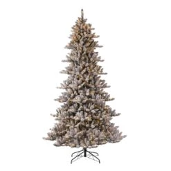 Glitzhome 9 Ft. LED 650 Ct Classic Flocked Fir Christmas Tree