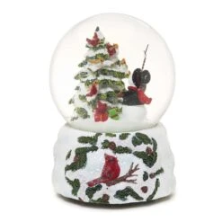 Roman Glitter Dome Multicolored Musical Snowman And Cardinals Indoor Christmas Decor 5.5 In.