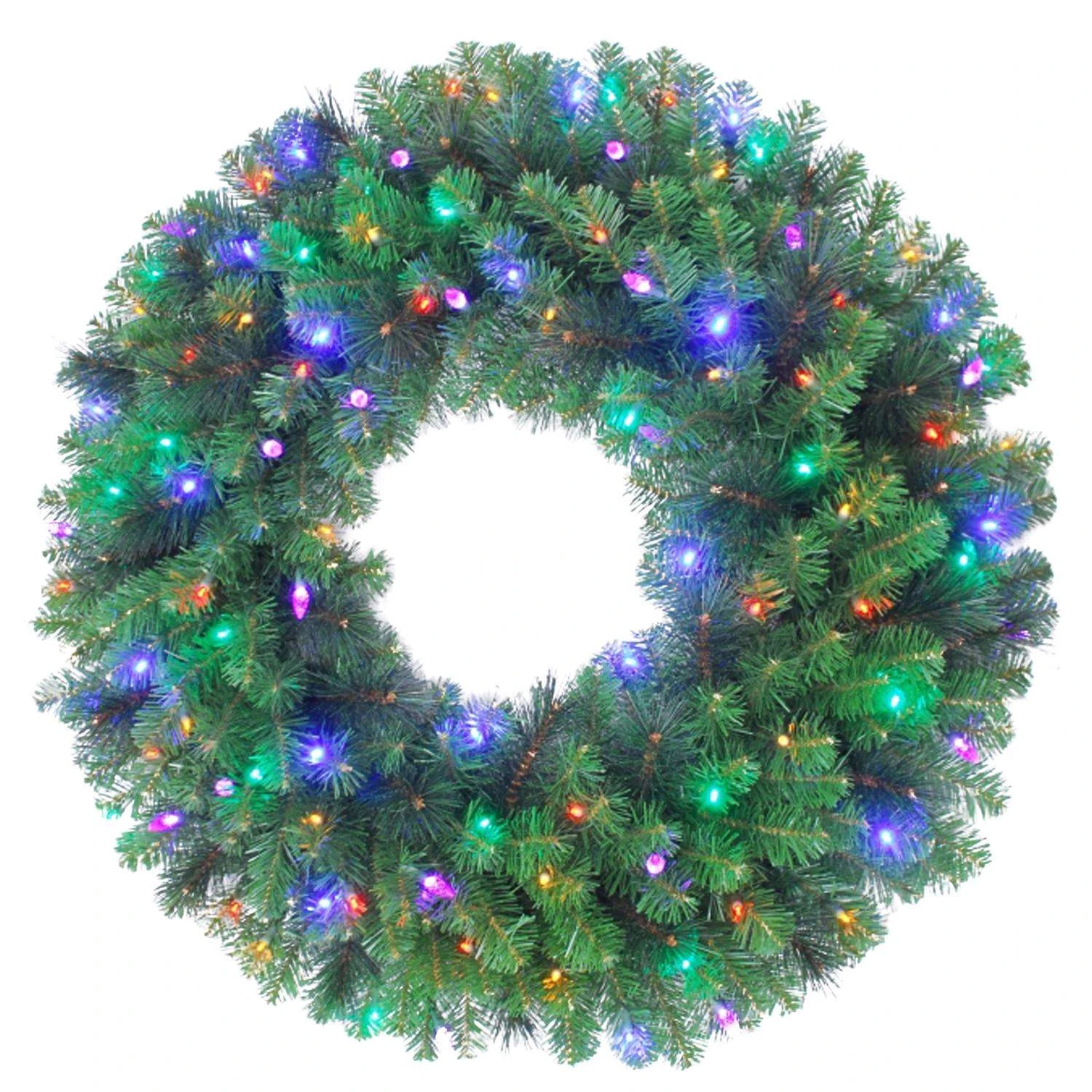 Celebrations Platinum 48 In. D LED Prelit Multicolored Mixed Pine Wreath