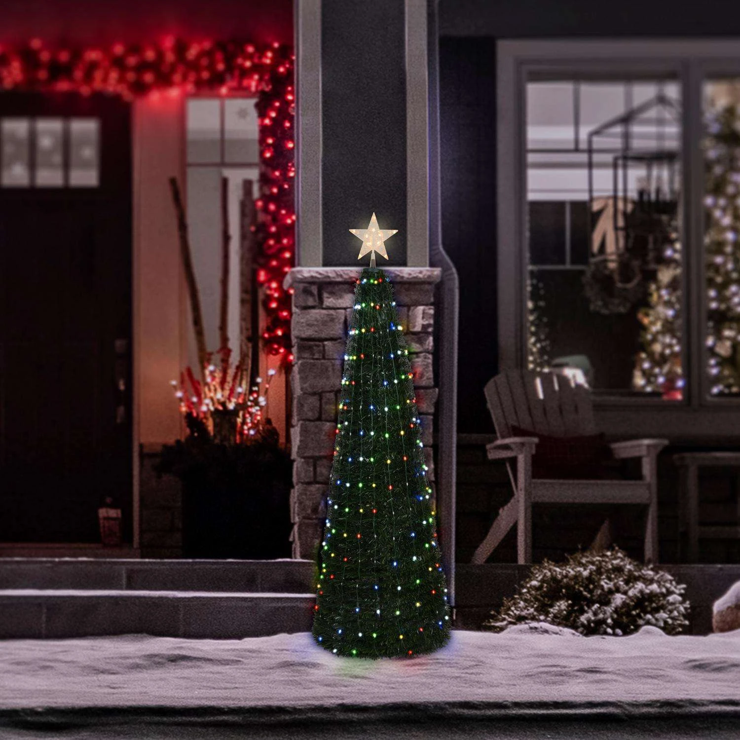 Celebrations 5 Ft. Slim LED 244 Ct RGB Pop-Up Tree Color Changing Christmas Tree - Image 2