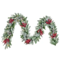 Celebrations 12 In. D X 9 Ft. L LED Prelit Warm White Snow Frosted Garland