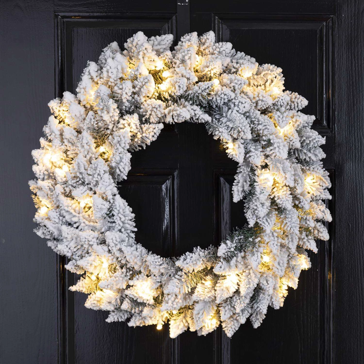 Glitzhome 24 In. D Incandescent Prelit Warm White Snow Flocked Wreath - Image 4