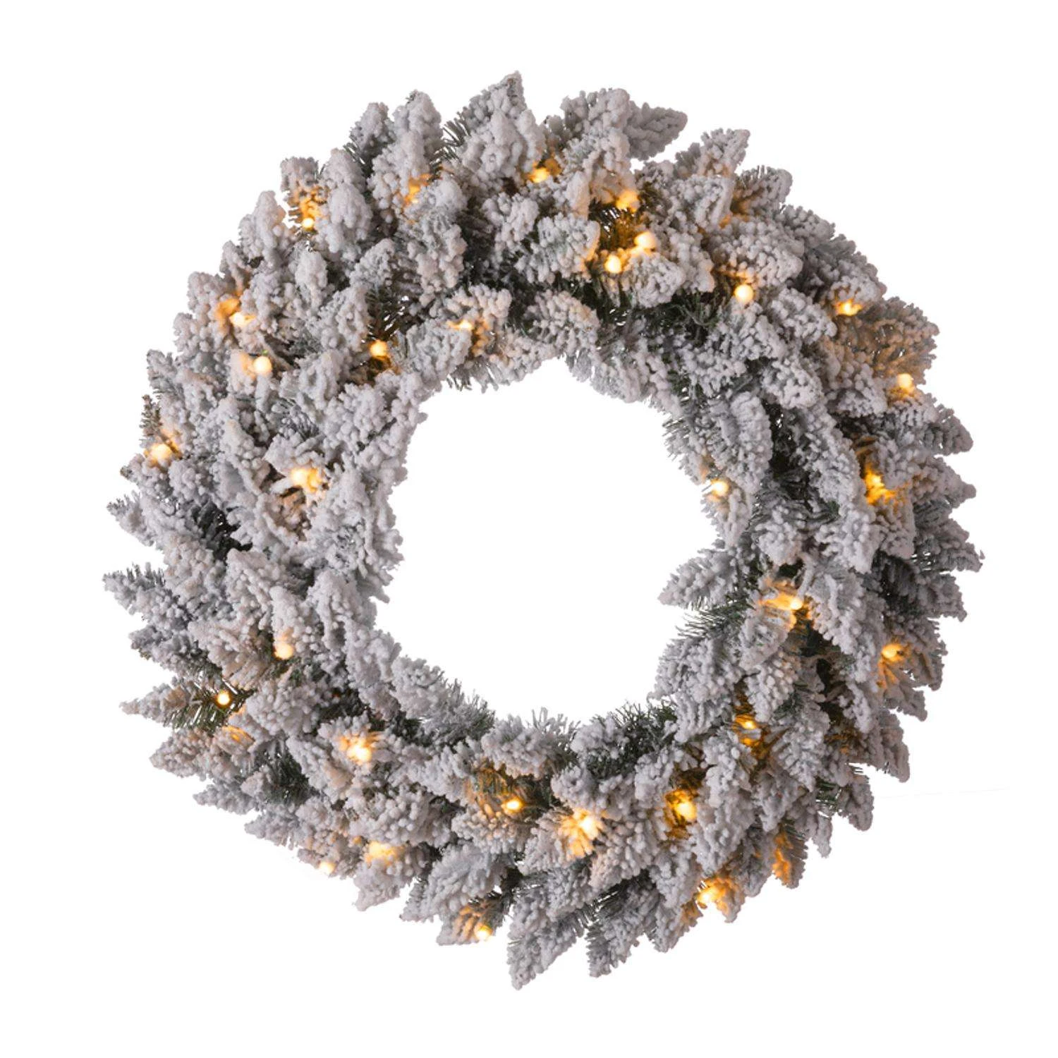 Glitzhome 24 In. D Incandescent Prelit Warm White Snow Flocked Wreath
