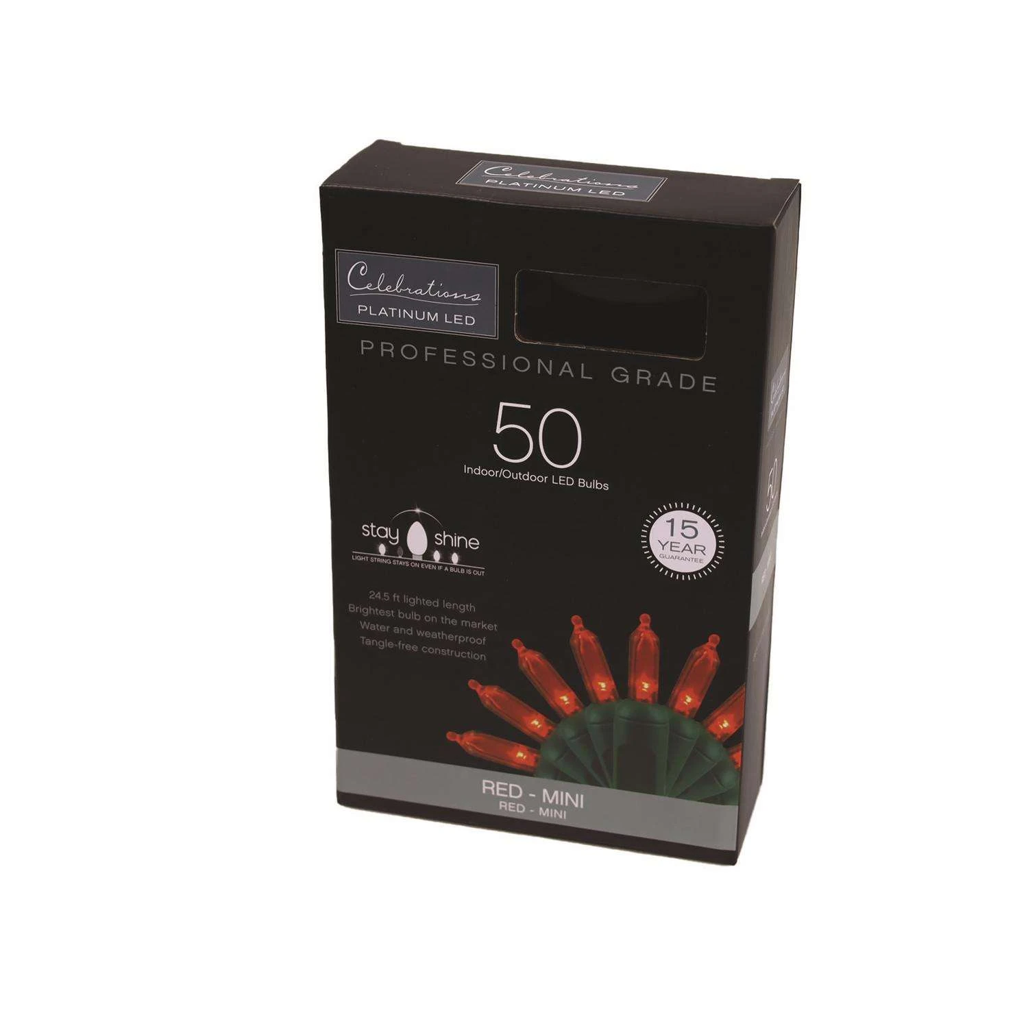 Celebrations Platinum LED T5 Red 50 Ct String Christmas Lights 25 Ft. - Image 2