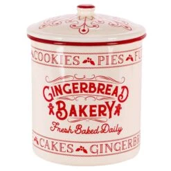 Gerson Red/White Gingerbread Bakery Cookie Jar 8 In.