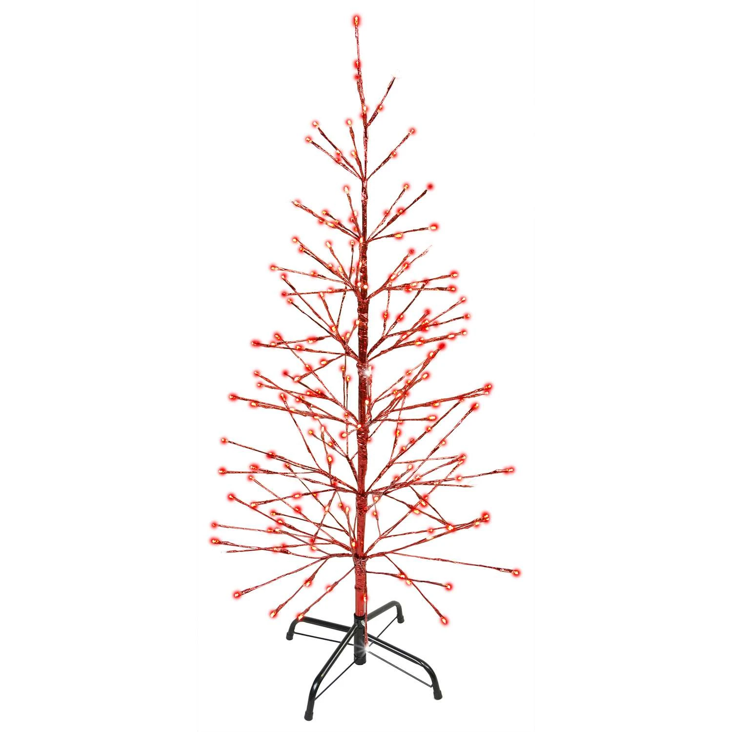 Holiday Bright Lights LED Red Twig Tree 48 In. Yard Decor