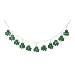 Glitzhome St Patrick's Day Shamrocks Garland Metal 1 Pc