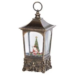 Roman Confetti Lite Multicolored Musical Swirl Lantern Santa With Train Table Decor 6.88 In.