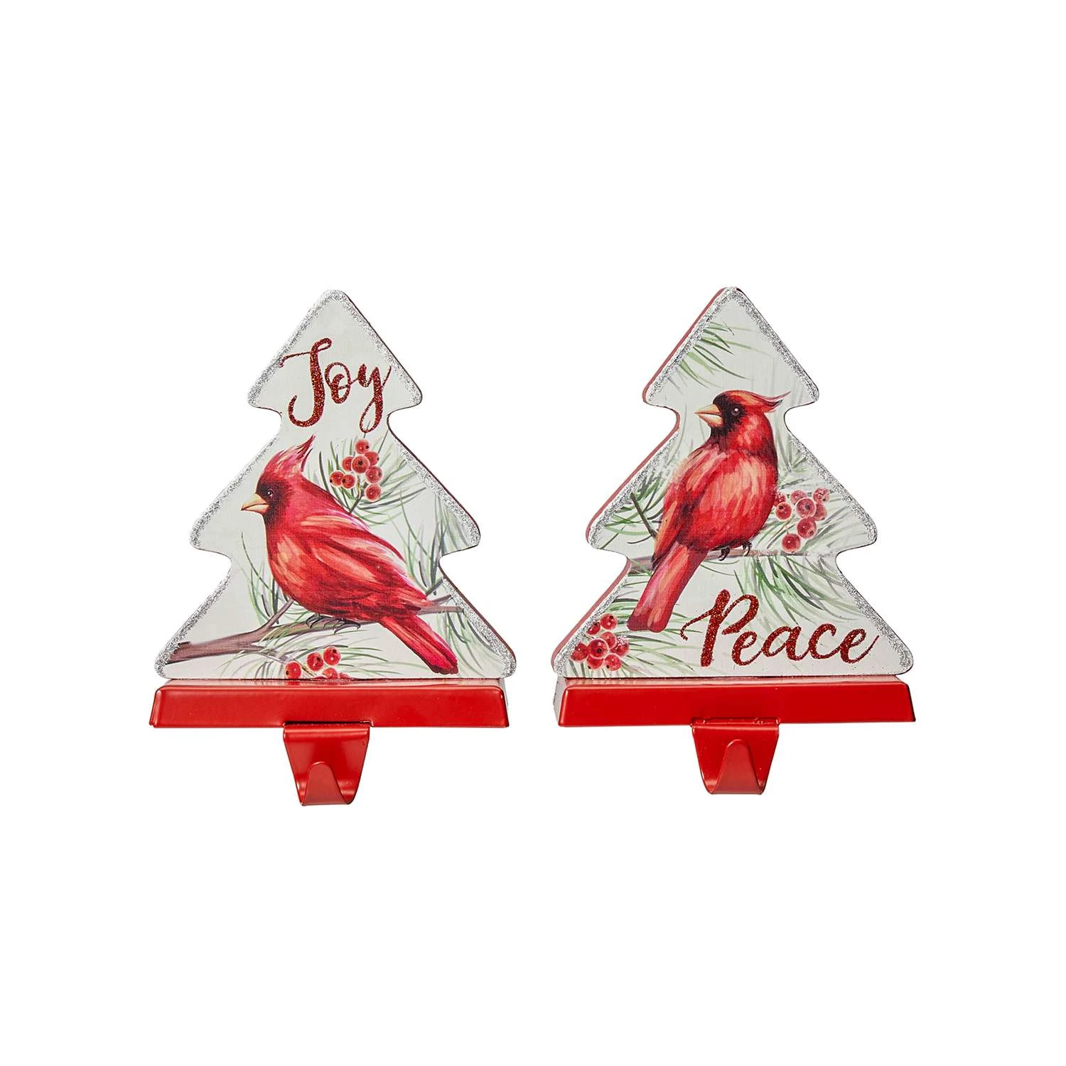 Glitzhome Multicolored Christmas Cardinal Stocking Holder 7.09 In.