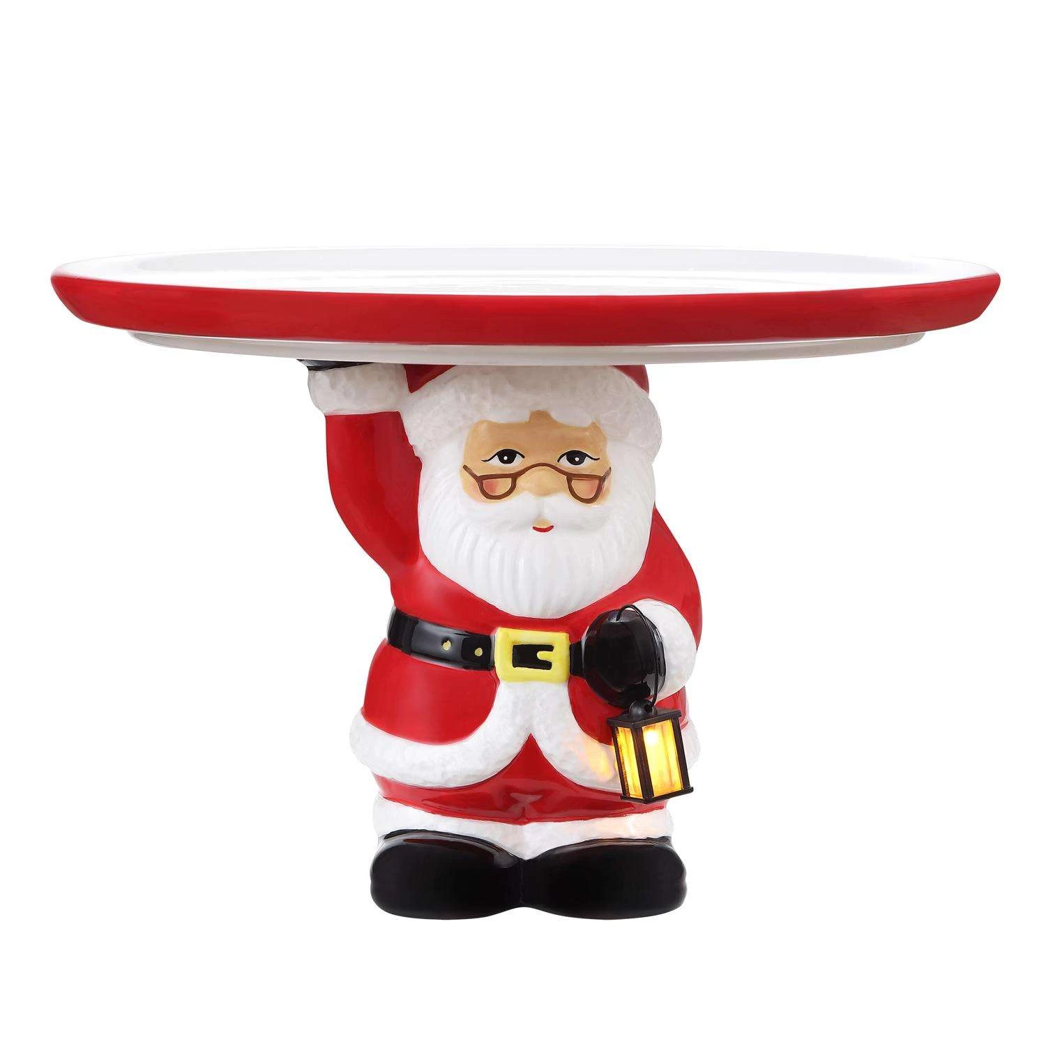 Mr. Christmas LED Santa Claus Cake Plate Table Decor 6.5 In.