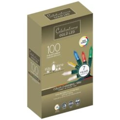 Celebrations Gold LED Mini Multicolored/Warm White 100 Ct String Christmas Lights 33 Ft.