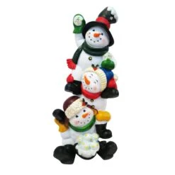 Alpine LED Stacked Snowmen Or Penguins Trio 12.5 In. Yard Decor