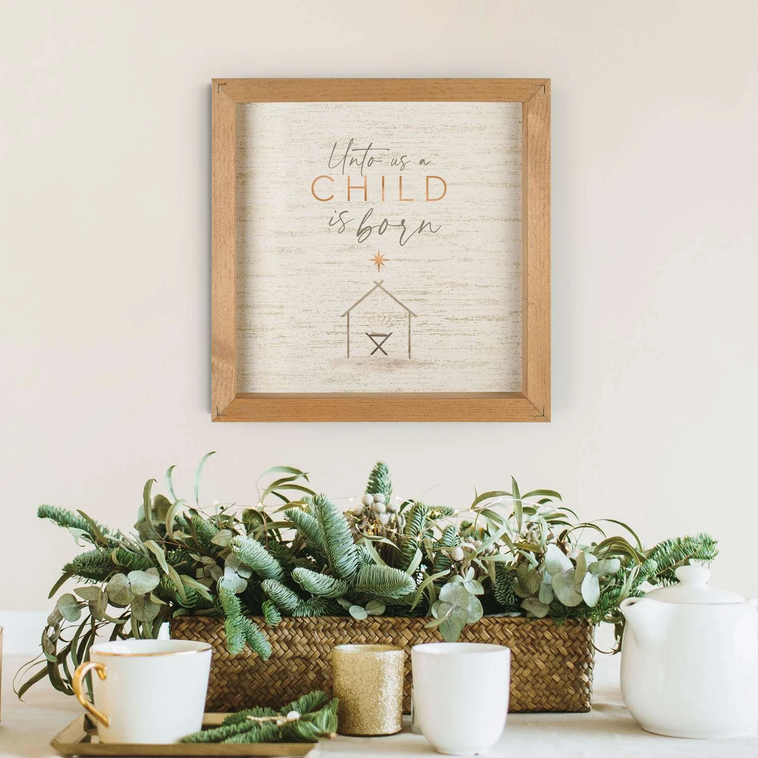 P Graham Dunn Multicolored Unto Us A Child Is Born Indoor Christmas Decor 11 In. - Image 4