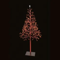 Holiday Bright Lights LED Red Lighted Shimmering Tree 54 In. Yard Decor