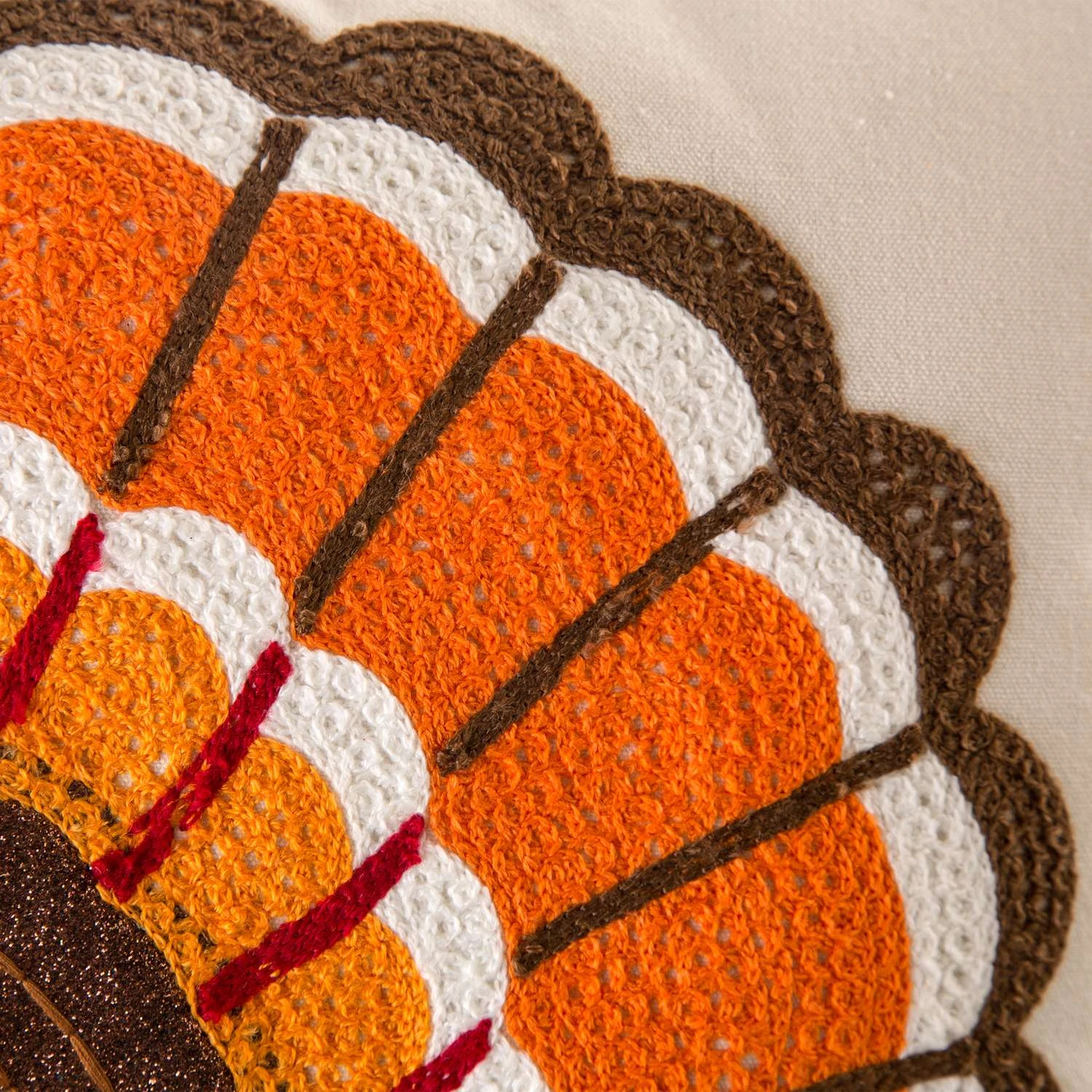 Glitzhome 0.15 In. Embroidered Turkey Pillow Cover Blow Mold - Image 3