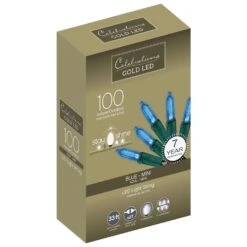 Celebrations Gold LED Mini Blue 100 Ct String Christmas Lights 33 Ft.