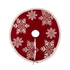 Glitzhome Red/White Christmas Snowflake Tree Skirt 0.3 In.