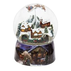Roman Glitter Dome LED Multicolored Musical With Santa In Sleigh Indoor Christmas Decor 6 In.