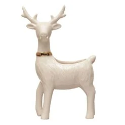 Creative Co-Op White Reindeer Indoor Christmas Decor 7.5 In.