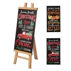 Glitzhome Multicolored Fall Harvest And Christmas Porch Sign 32 In.