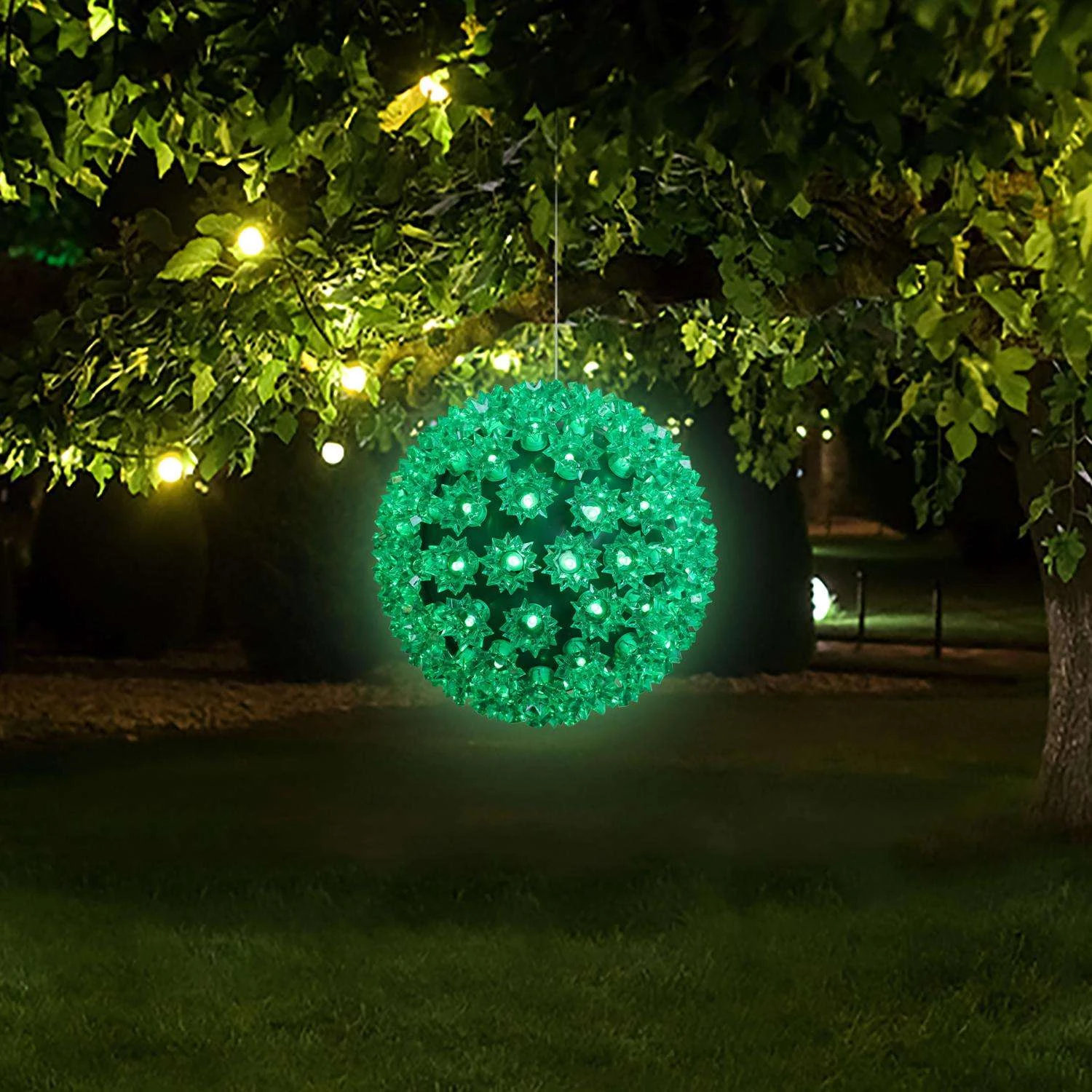 Celebrations LED Green Starlight Sphere 7.5 In. Hanging Decor - Image 2