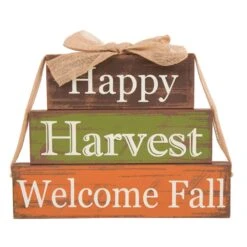 Glitzhome 8.85 In. Happy Harvest Block Set Tabletop Decor