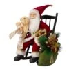 Glitzhome Multicolored Sitting Santa With Wooden Rocking Chair Figurine 11.02 In.