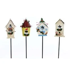 Alpine Multicolored Winter/Christmas Birdhouse Indoor Christmas Decor 11.02 In.