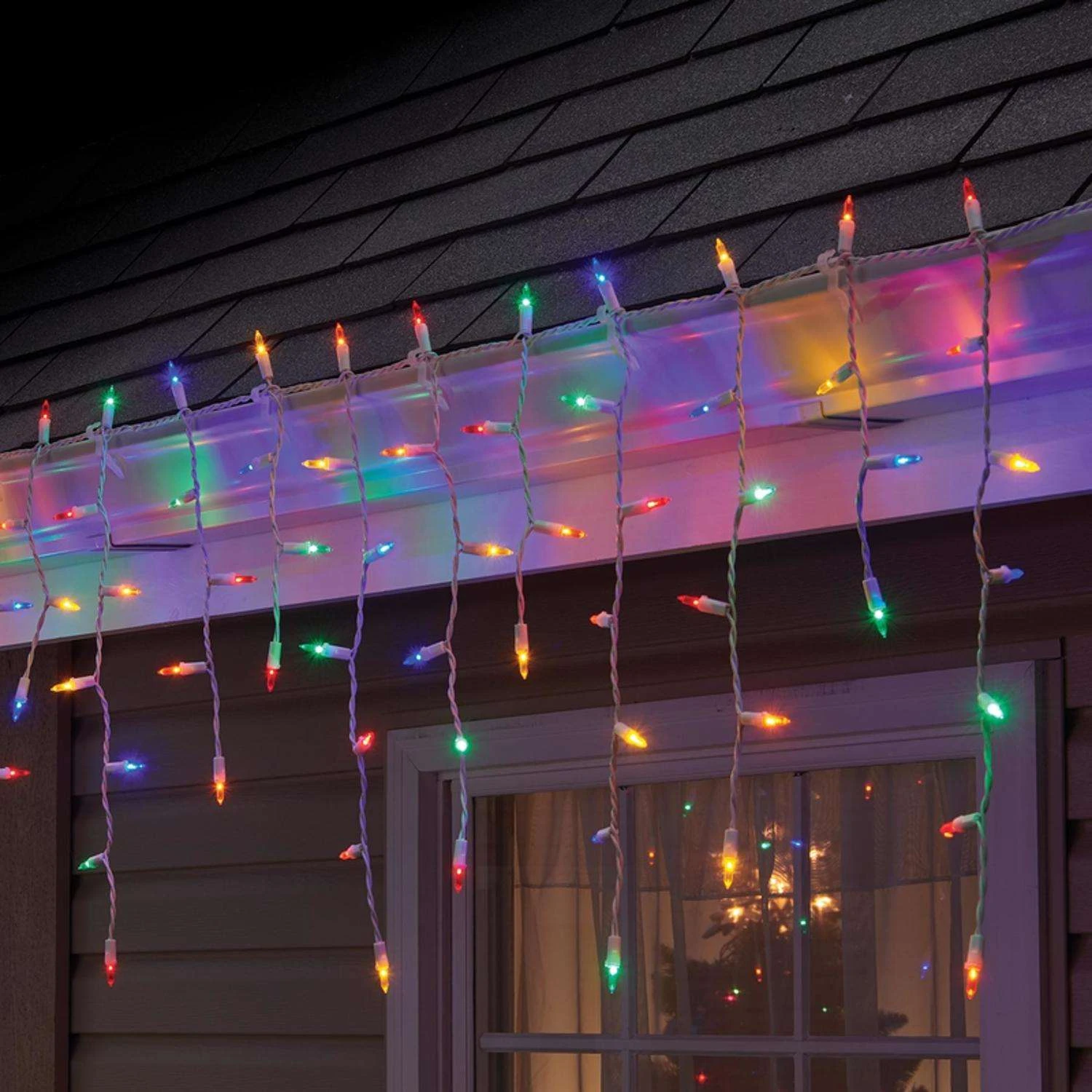 Celebrations Gold LED Mini Multicolored 100 Ct Icicle Christmas Lights 6 Ft. - Image 2