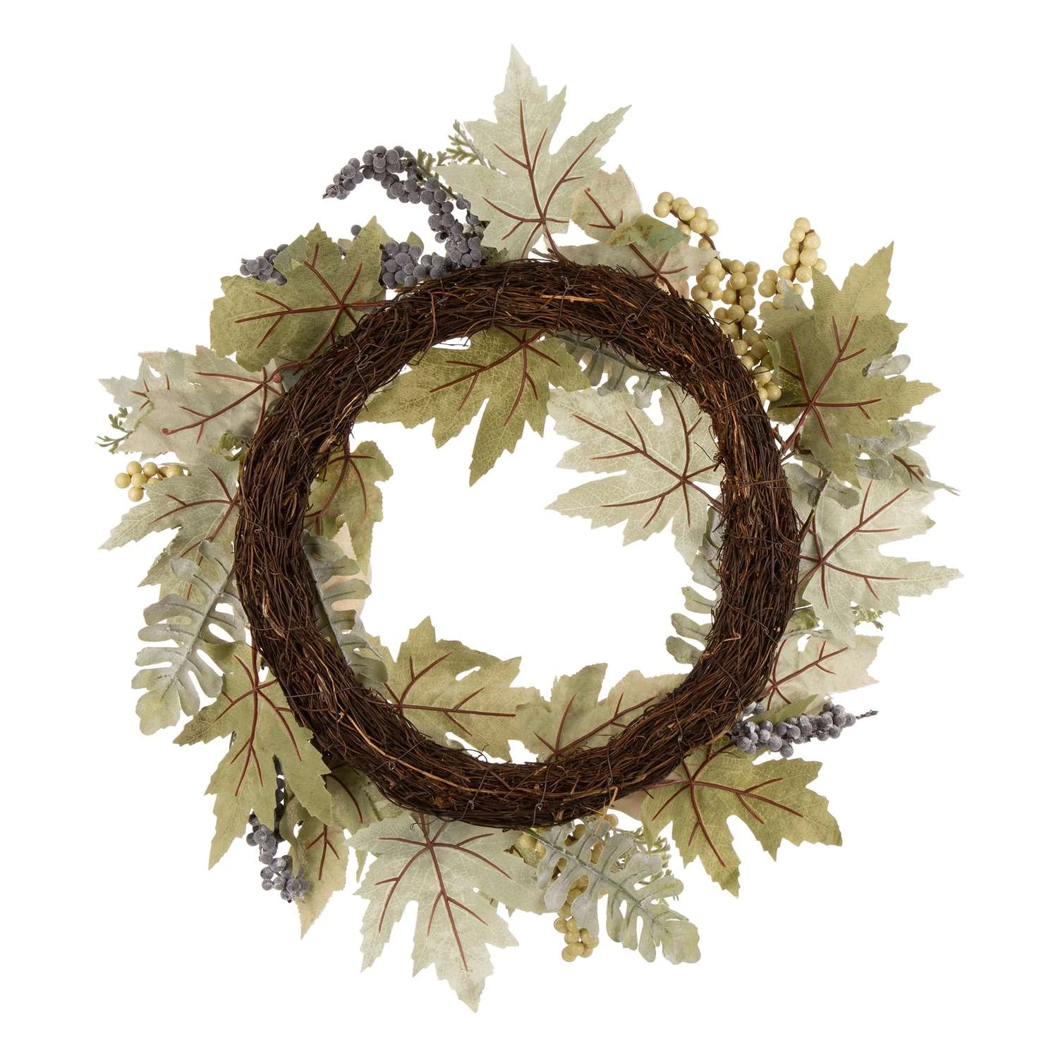 Glitzhome 5 In. Pumpkin Wreath With Green Leaf And Berries Fall Decor - Image 5