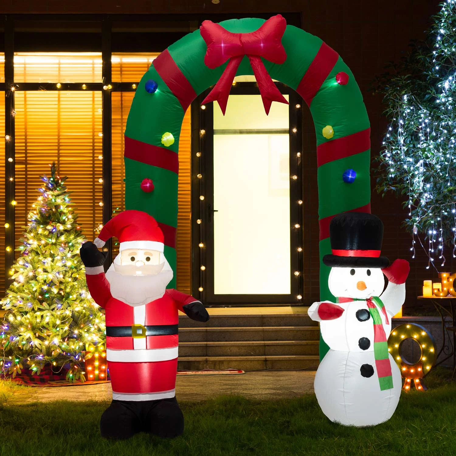 Glitzhome Santa Snowman Gate Arch 96.06 In. Inflatable - Image 4