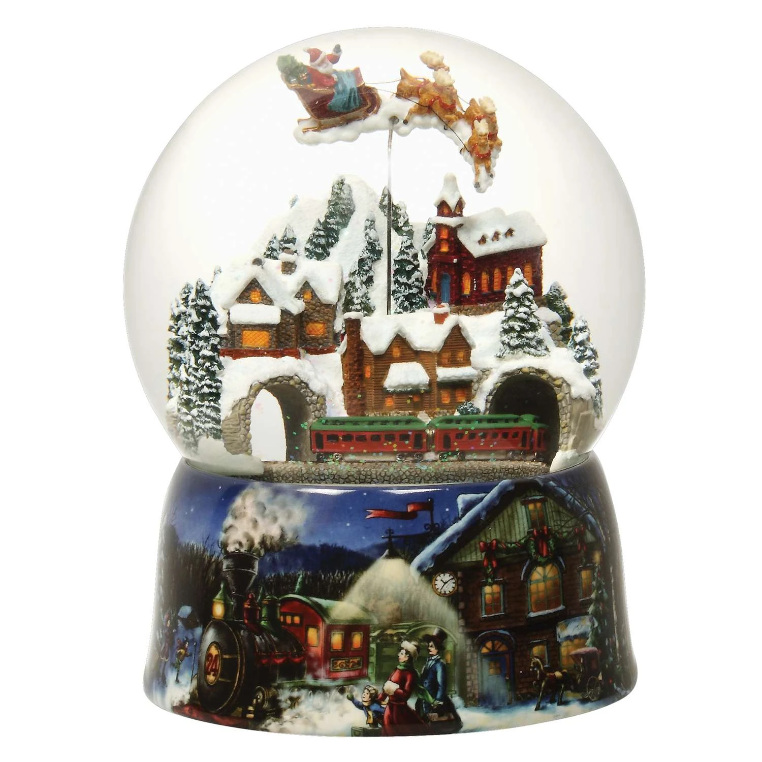 Roman Glitter Dome LED Multicolored Musical With Santa In Sleigh Indoor Christmas Decor 6 In. - Image 2