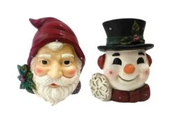 Alpine LED Multicolored Santa/Snowman Busts Animated Decor