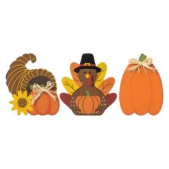 Glitzhome Thanksgiving Table Decor Set Wood 3 Pc
