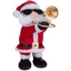 Gemmy Multicolored Jazzy Trombone Santa Animated Decor 13 In.