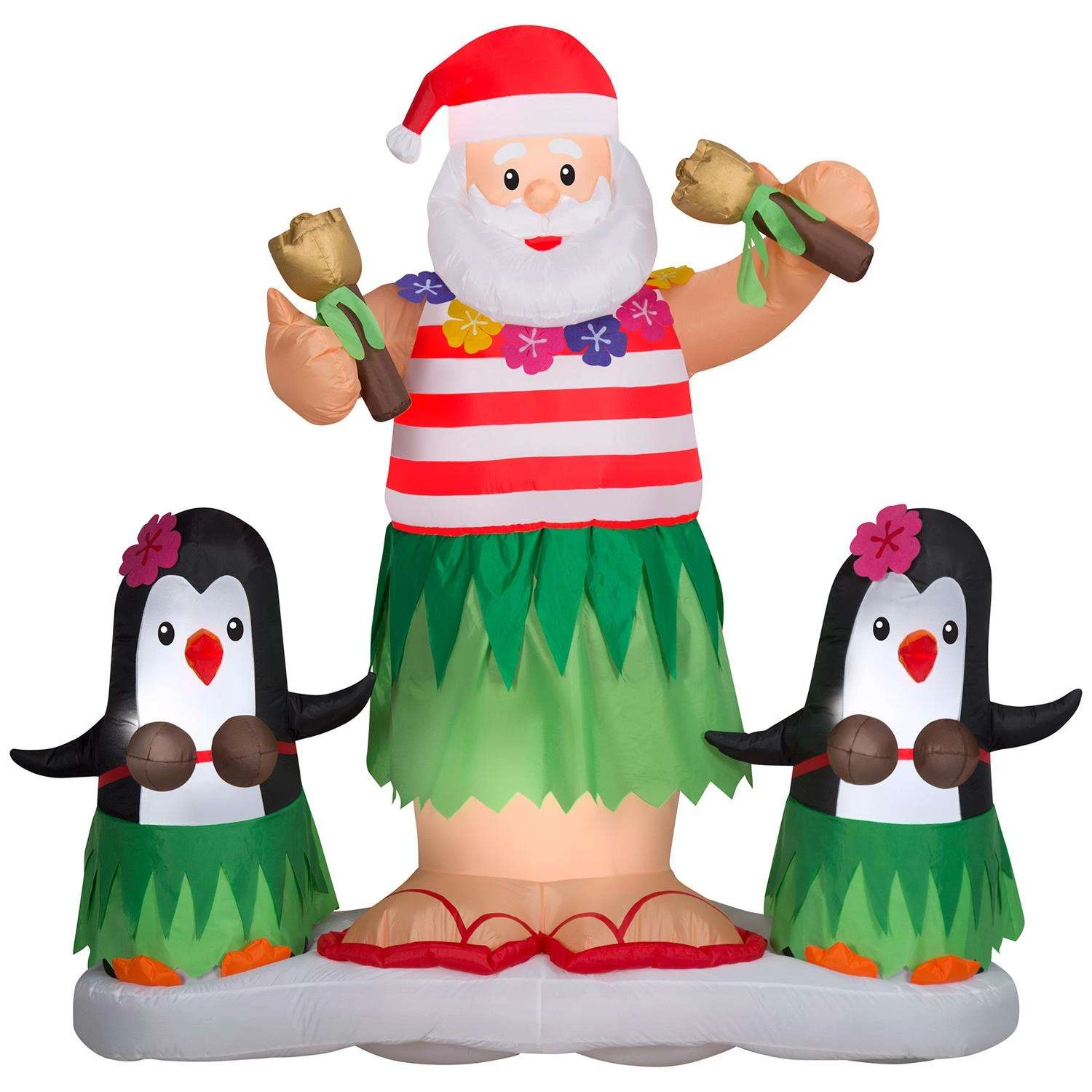 Gemmy Airblown Animated Hula Santa Dance/Penguin Scene 5.5 Ft. Inflatable