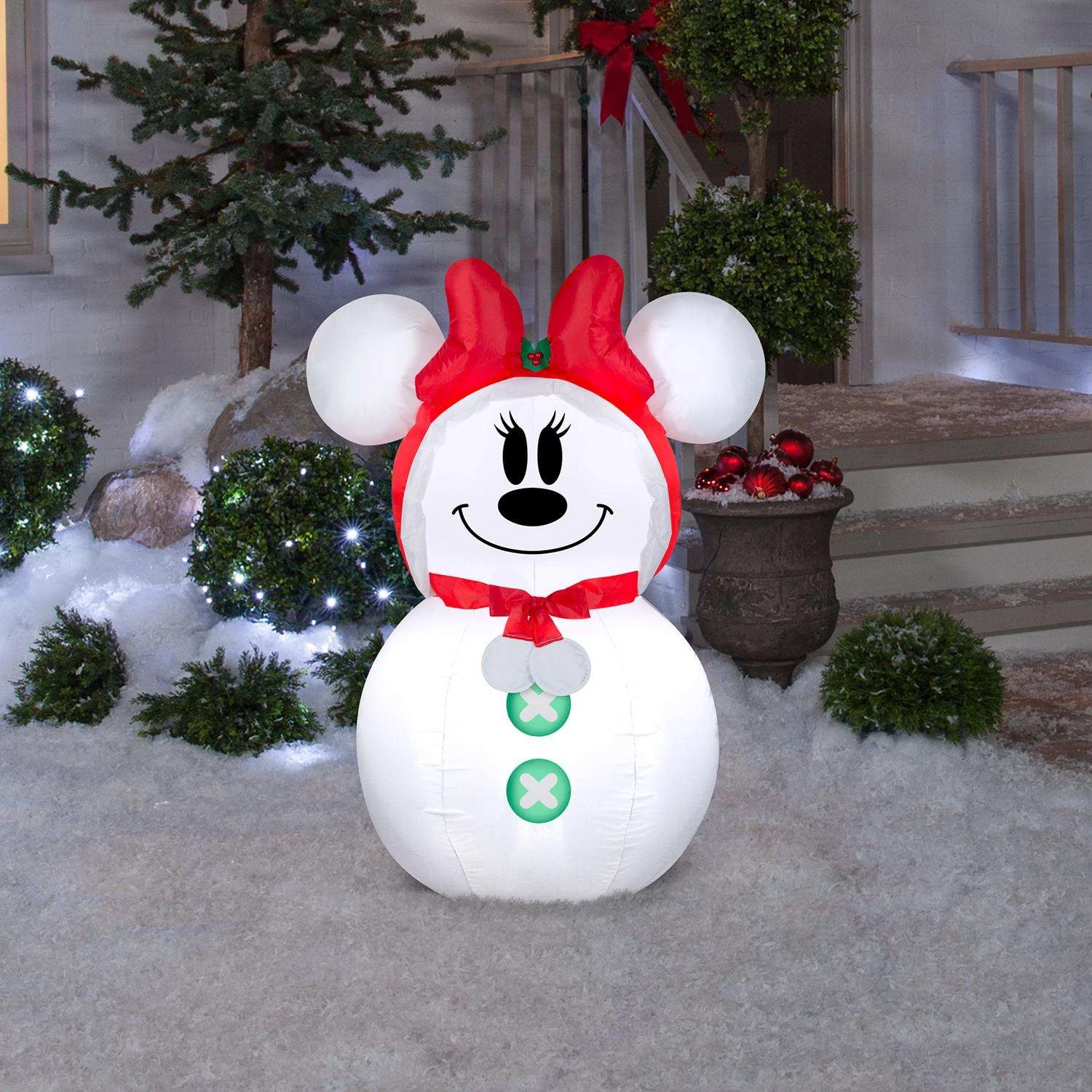 Gemmy Airblown LED White Minnie Mouse Snowman 3.5 Ft. Inflatable - Image 2