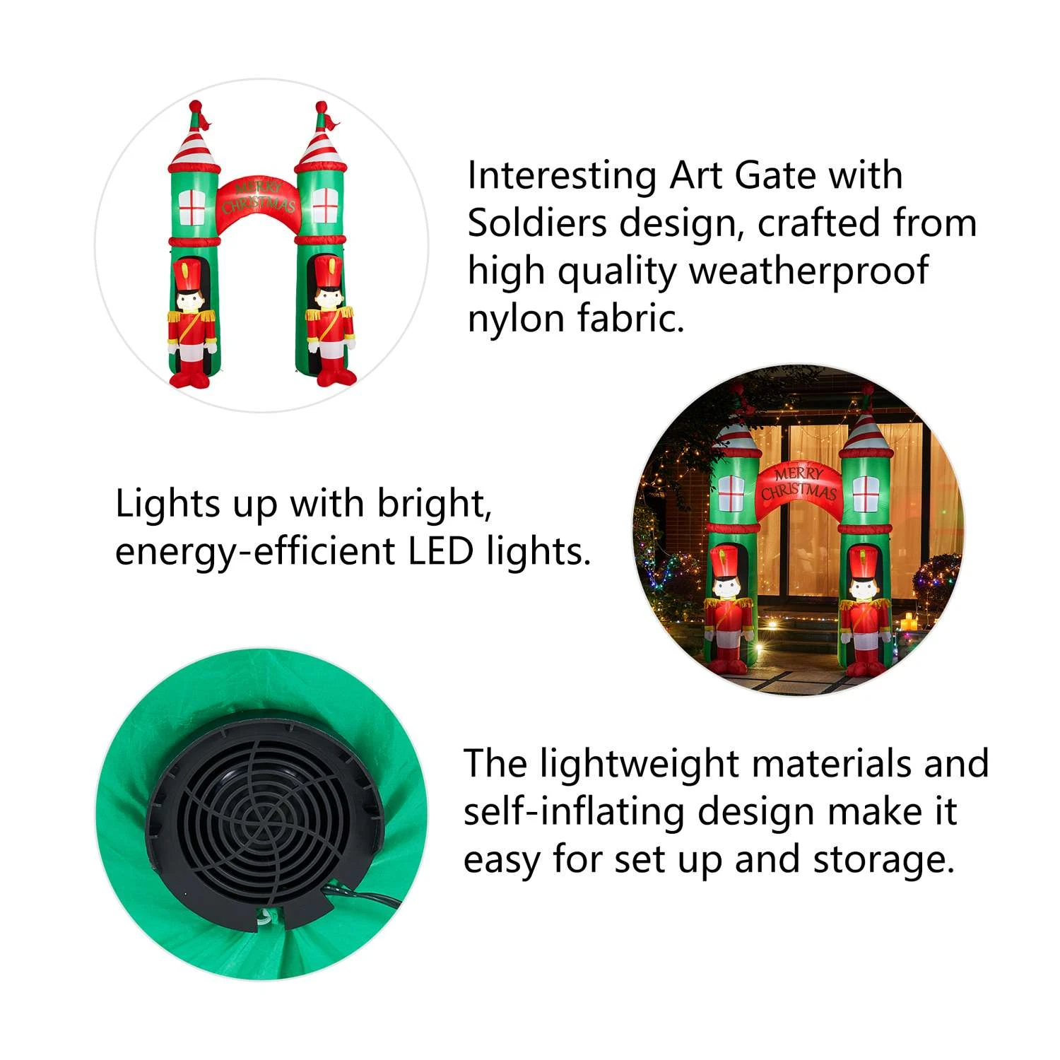 Glitzhome LED Arch Gate With Soldiers 122 In. Inflatable - Image 7