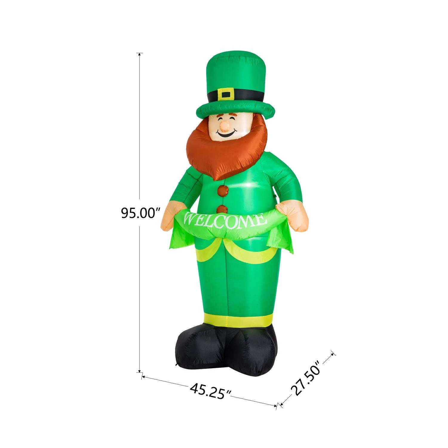 Glitzhome St. Patrick's Inflatable Leprechaun Decor Nylon 1 Pc - Image 3