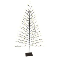 Holiday Bright Lights LED Black/Warm White Flat Stick Christmas Tree 60 In.