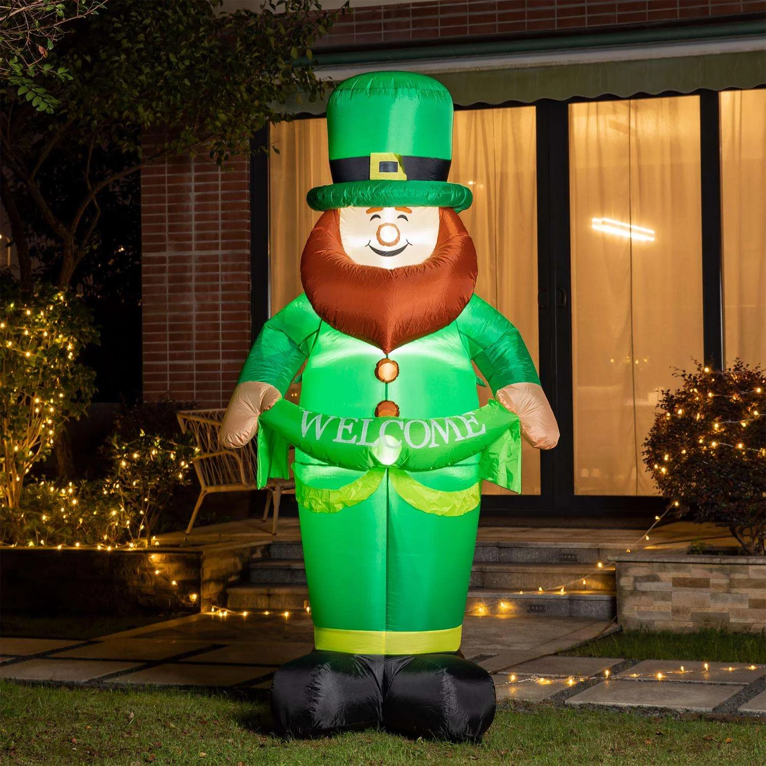 Glitzhome St. Patrick's Inflatable Leprechaun Decor Nylon 1 Pc - Image 2