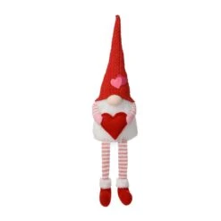 Glitzhome Valentine's Gnome Shelf Sitter With Dangling Legs Polyester/Sand 1 Pc