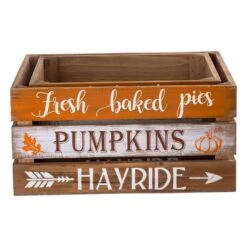 Glitzhome 6.89 In. Pumpkin Crate Tabletop Decor