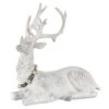 Gerson White Laying Holiday Deer Figurine 8 In.